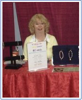 June Barrett Selling Cancer Bead Bracelets at a Craft Show